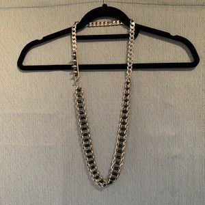 All Saints Silver and Leather Chain Necklace